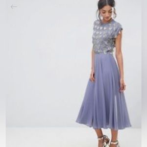 ASOS Tall Fringe Embellished Crop Top Midi Dress